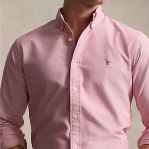 Polo Ralph Lauren Shirt Oxford Mens Size Large L 16.5 Solid Pink Button Down LS